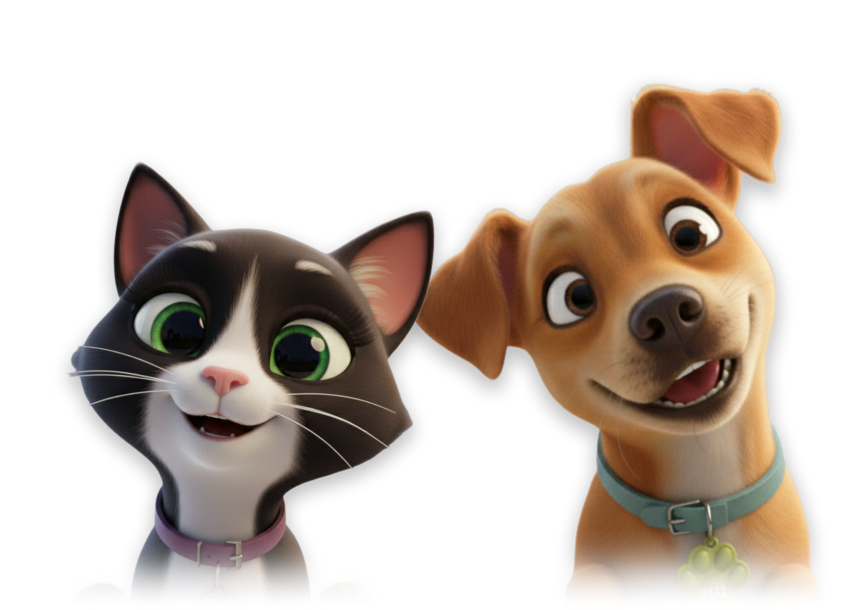 Gato e cachorro atendidos em casa pela zazuu
